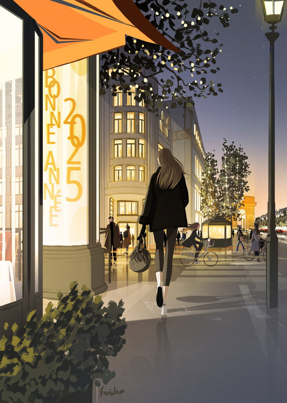 Illustration de Matthieu Forichon pour la carte de vœux 2025 du Comité des Champs-Élysées à Paris