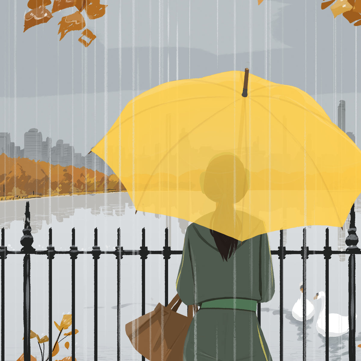 Illustration de Central Park en automne par Matthieu Forichon