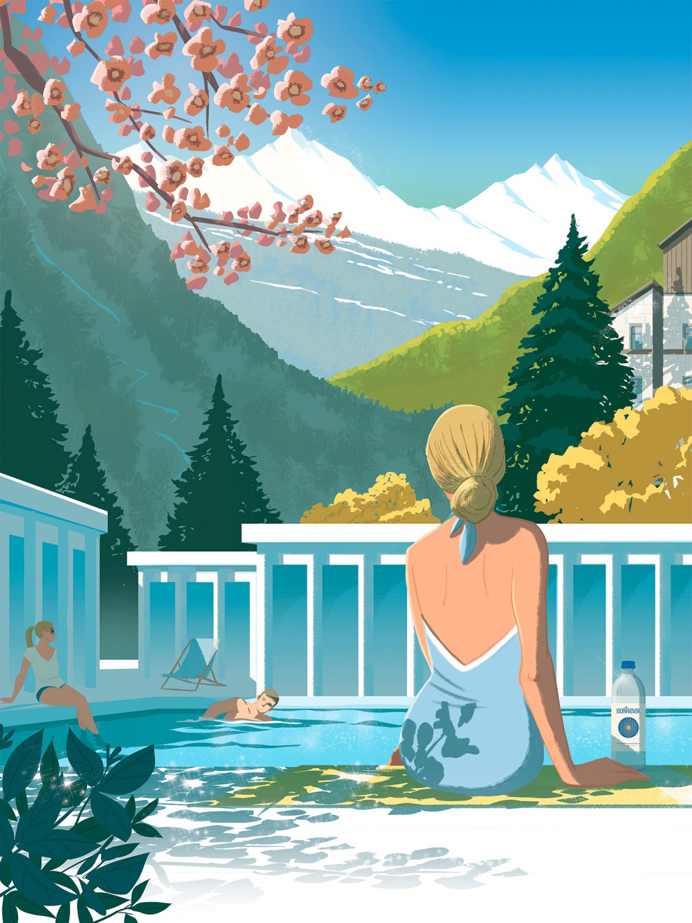 Illustration pour la marque d'eau minéral Bonneval Waters